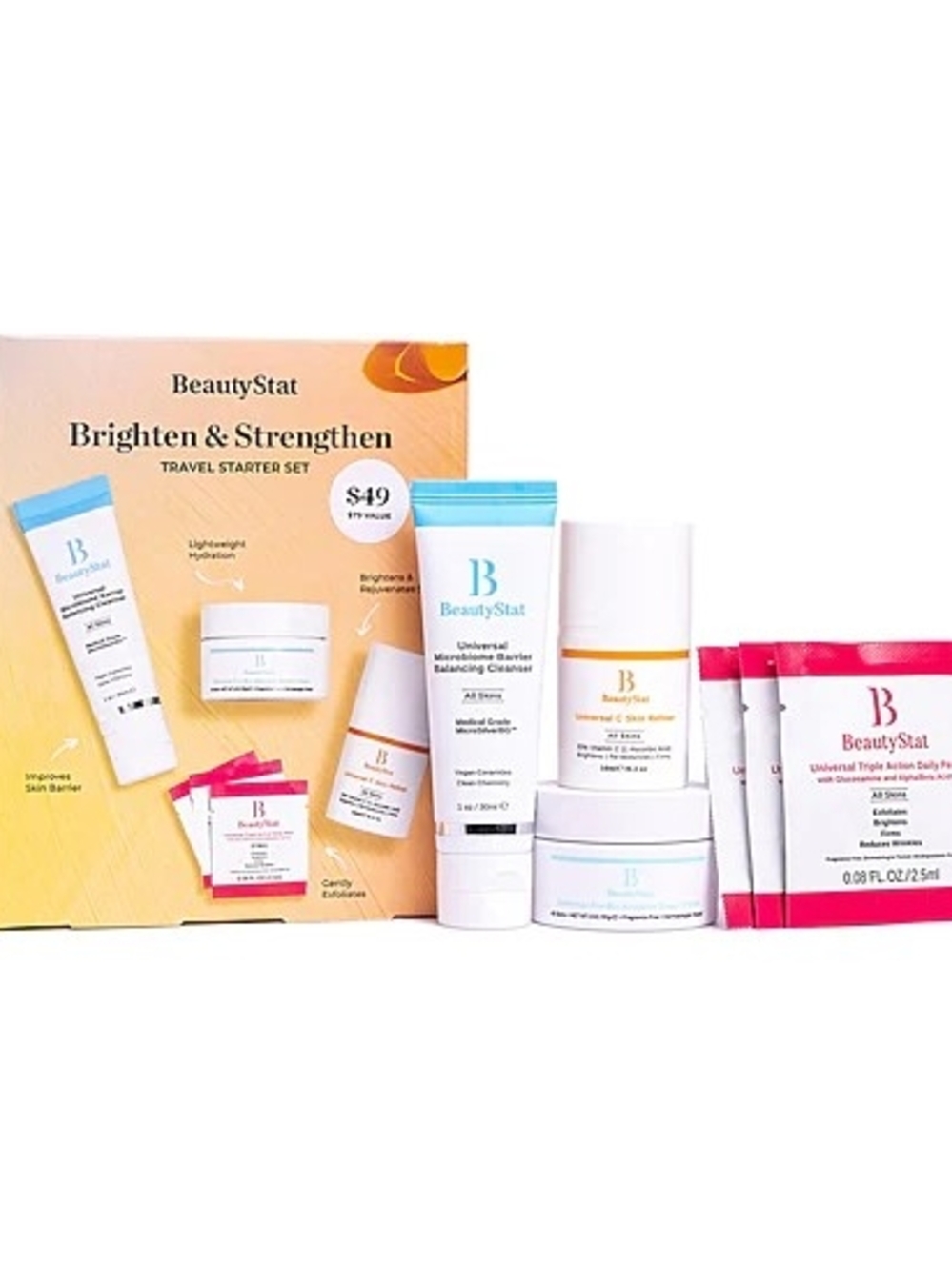 BeautyStat Brightwn & Strengthen Travel Starter Set - New In Box